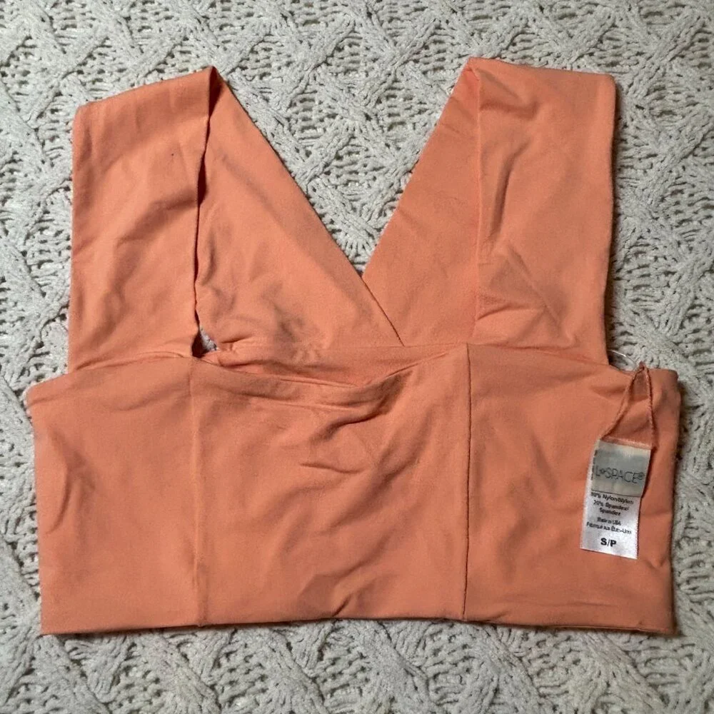 L*Space Parker Swim Top‎ – Orange Stretch Nylon Spandex – Women’s S - NWOT